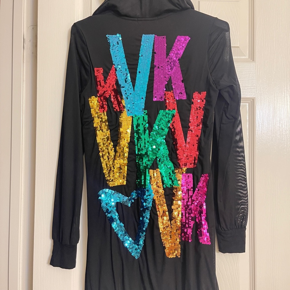 Black Dress with Colorful Sequin Letters
